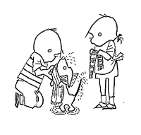 A coloring page of jip and janneke